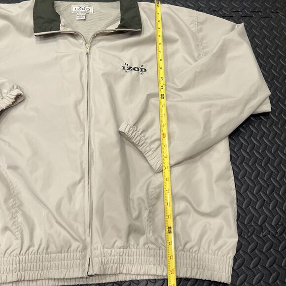 Vintage Izod Windbreaker Large Nylon Zip Up Jacket Golf Biege/pine 80s callaway - Picture 5 of 8